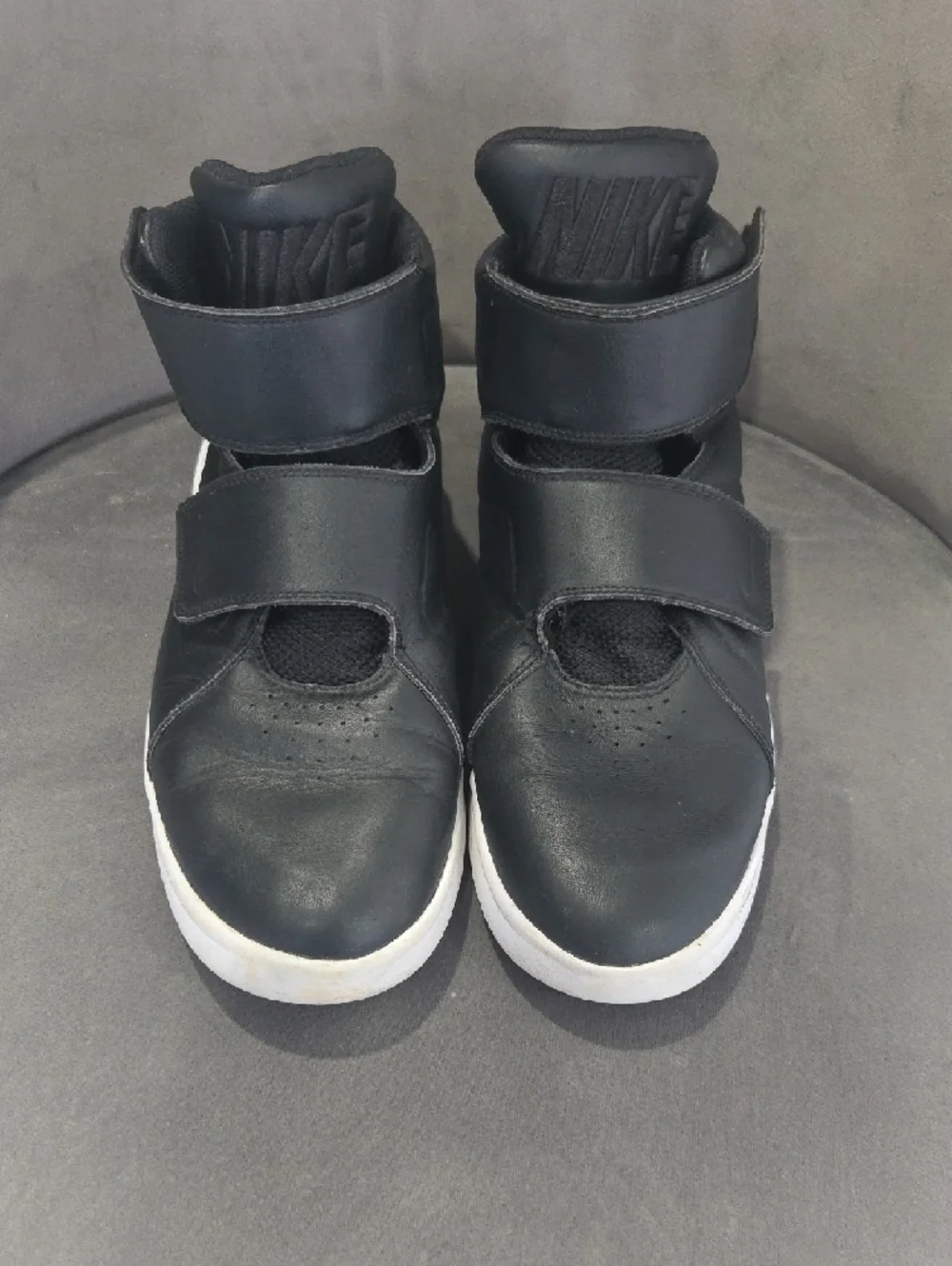 Nike Black High-Top Velcro Sneakers with White Sole - Picture 2 of 4